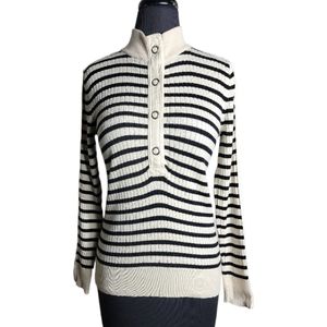 Lauren Ralph Lauren stripe snap button high neck sweater small petite